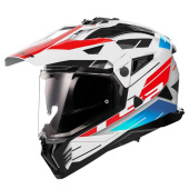 MX702 Pioneer II Namib Helm - Wit-Blauw-Rood